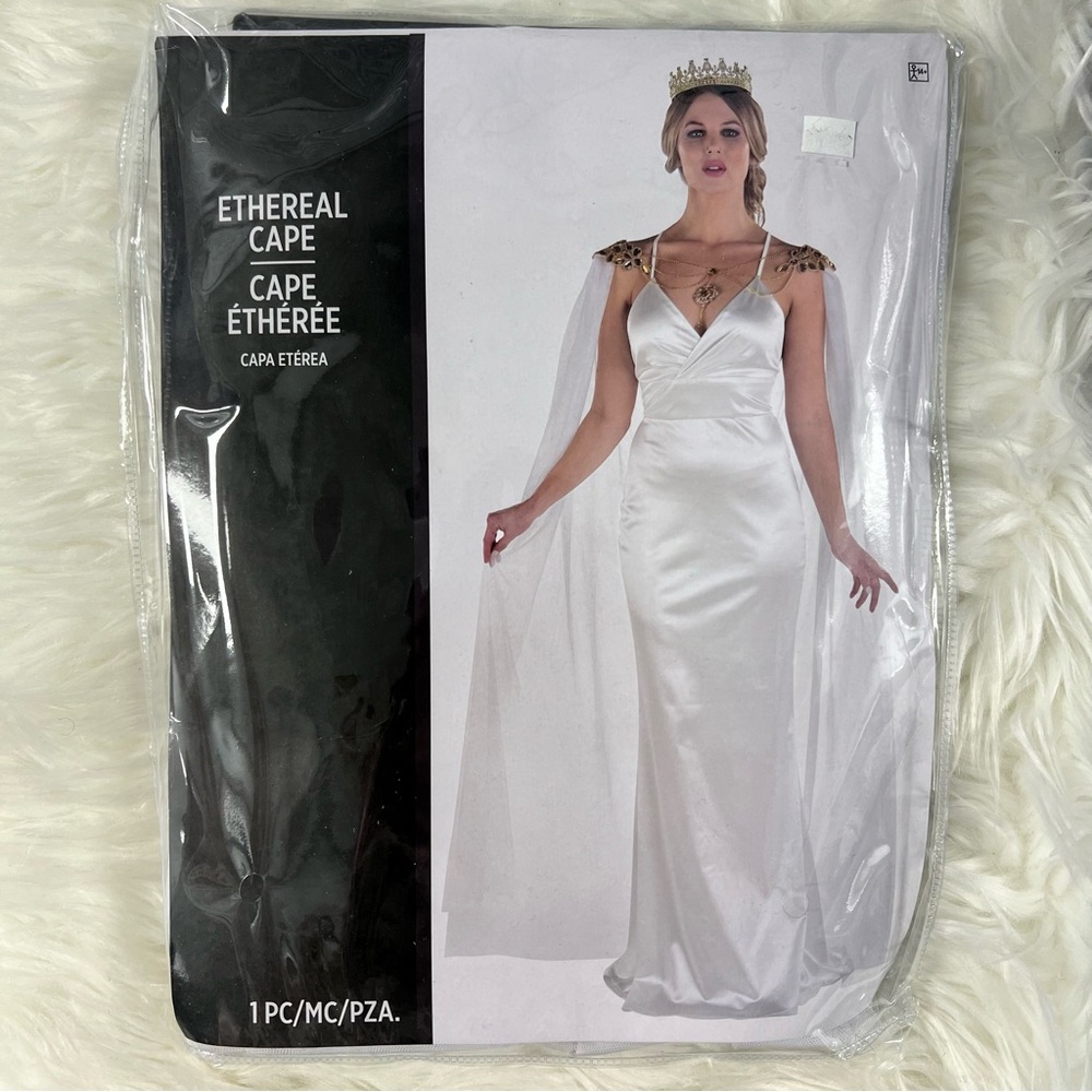 Ethereal white cape with gold gem trim NEW Halloween costume accessory